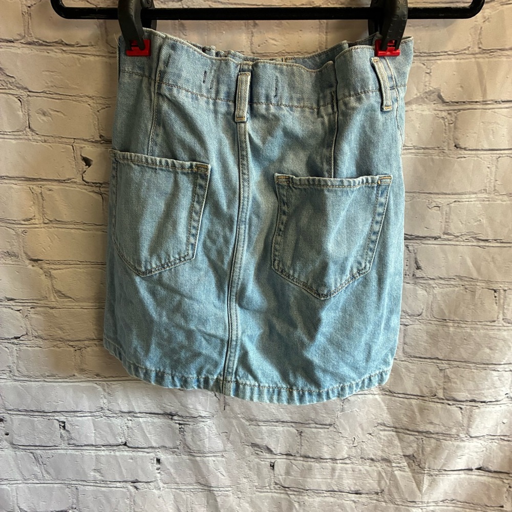 Hollister Women Blue Ultra High Rise Denim Jean 100% Cotton Skirt Sz 3 W26 Retro - Picture 7 of 9